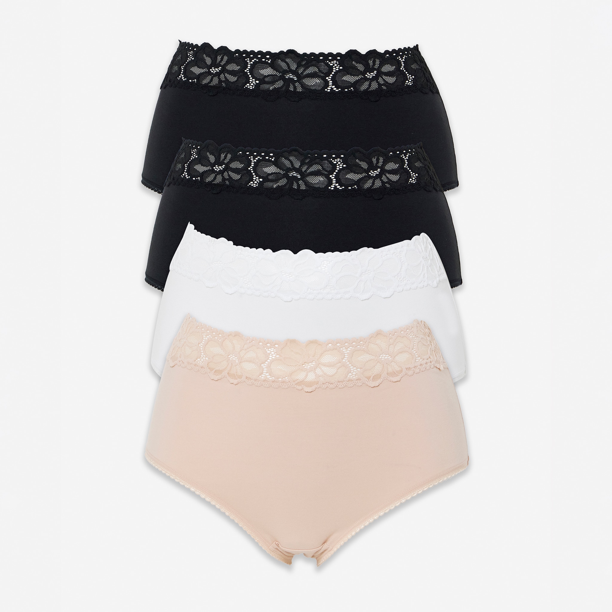 A multipack of knickers displayed in different colours.