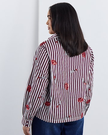 Simply Be Burgundy Stripe Embroidered Shirt