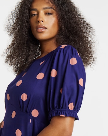 Simply Be Spot Printed Short Sleeve Viscose Midi Dress