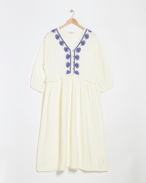 Julipa Embroidered Pure Cotton Textured Midi Dress