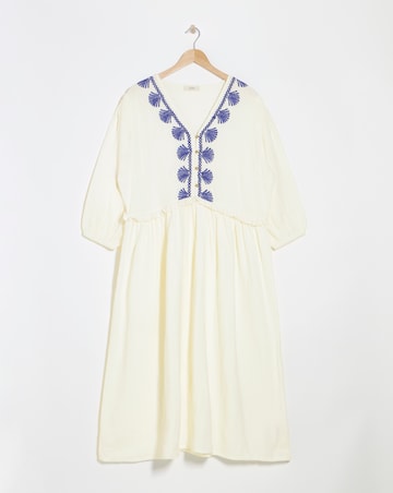 Julipa Embroidered Pure Cotton Textured Midi Dress