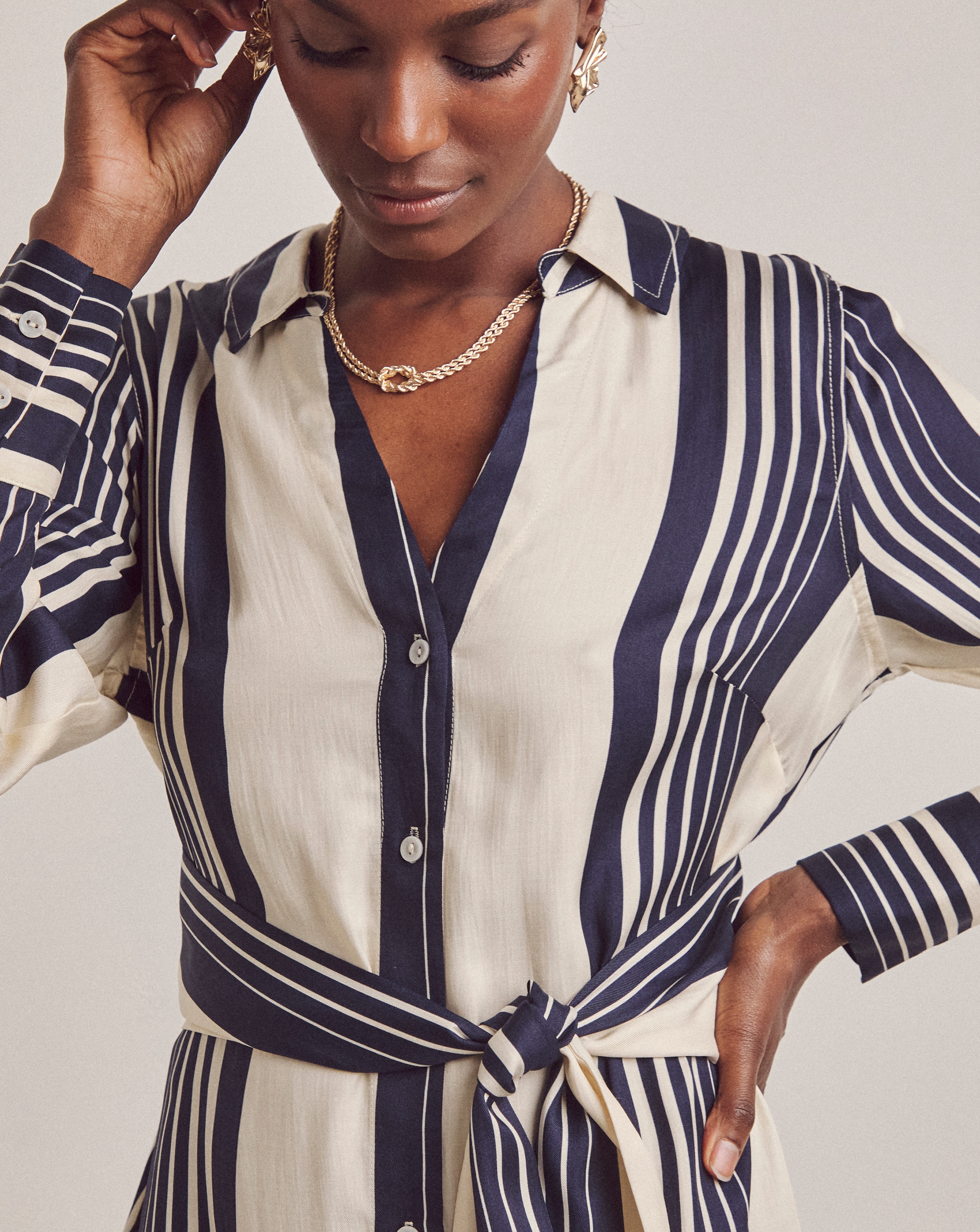 Anthology Stripe Tie Waist Shirt Dress | JD Williams