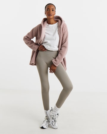 Blush Borg Longline Zip Through Hoodie