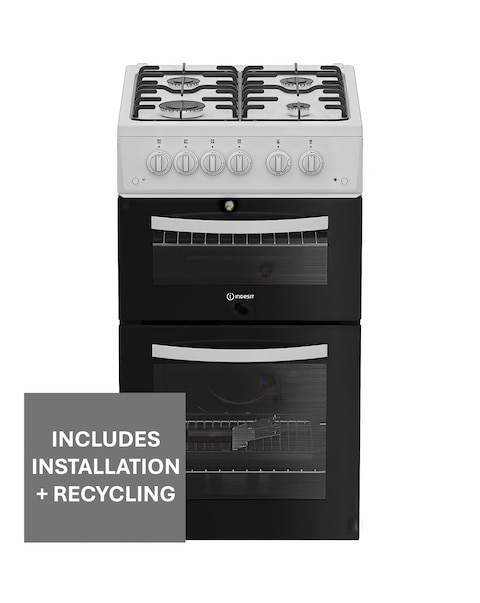 Indesit ITG5GMW 50cm Gas Twin Cooker - White + installation