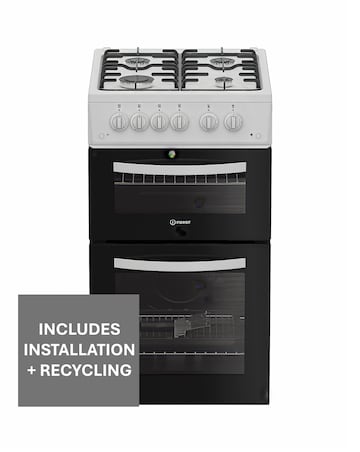 Indesit ITG5GMW 50cm Gas Twin Cooker - White + installation