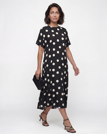 Mono Spot Print Cinched Waist Dress