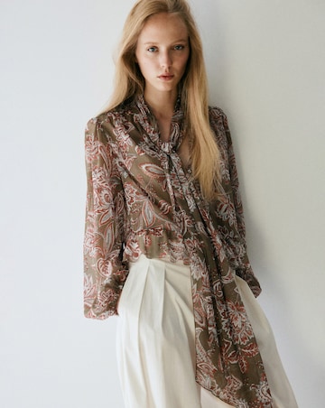 Mango Floral Tie Blouse