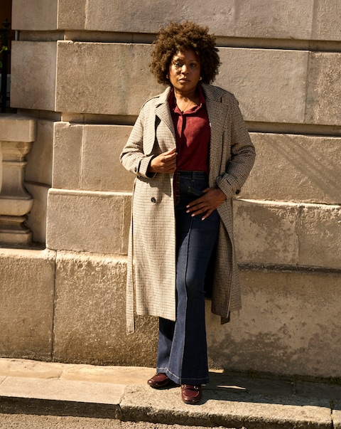 Houndstooth Check Trench Coat