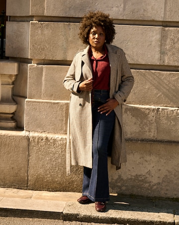 Houndstooth Check Trench Coat