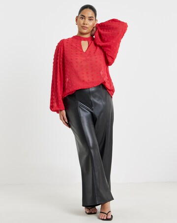 Simply Be Red Dobby Spot Keyhole Neck Blouse