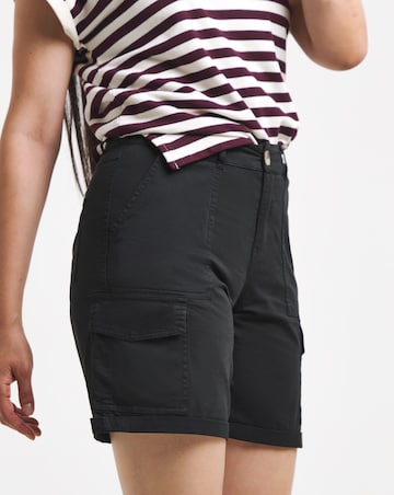 Black Stretch Cotton Cargo Shorts