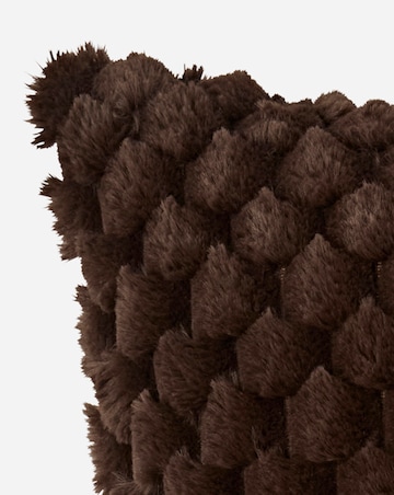 Scallop Faux Fur Cushion - Chocolate