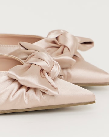 Tia Pointed Bow Kitten Heel Mules - Wide Fit (E)