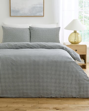 Houndstooth Cotton Blend Duvet Cover Set