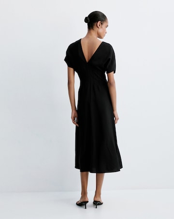 Mango Ruched V-Neck Dress