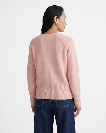 Pink Fine Knit V Neck Jumper
