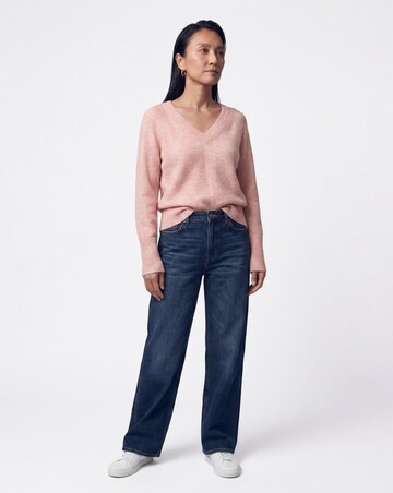 Pink Fine Knit V Neck Jumper