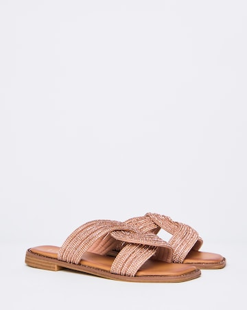 Simply Be Alisha Leather Double Buckle Footbed Sandals - Wide Fit (E)