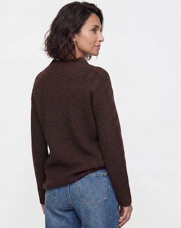 Chocolate Deep V Neck Knitted Jumper