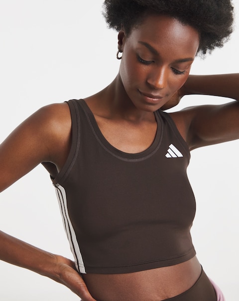 adidas Train Essentials 3 Stripes Cropped Tank Top