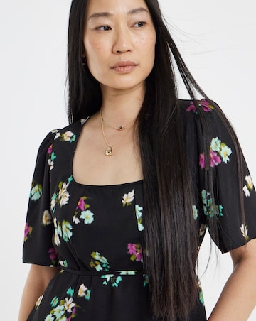 Floral Print Square Neck Midi Dress