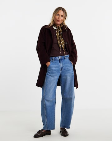 Aubergine Collared Button Front Lined Coat
