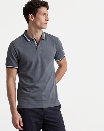 Tipped Pique Polo Long- Dark Grey