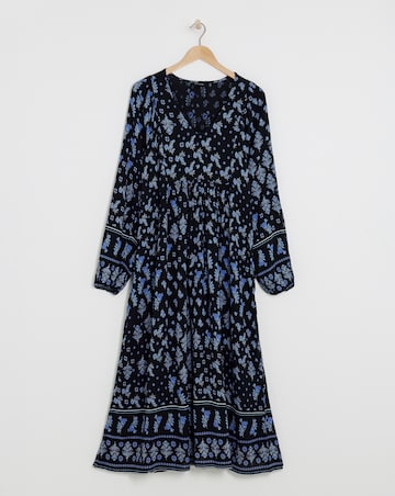 Border Print Batwing Maxi Dress