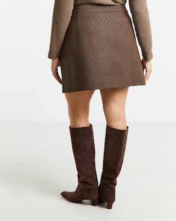 Simply Be Chocolate Croc Suedette Mini Skirt