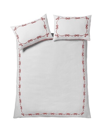 Catherine Lansfield Bow Embroidery Duvet Cover Set