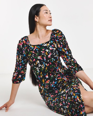 Square Neck Jersey Midi Dress