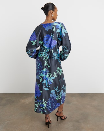 Joanna Hope Floral Satin Wrap Dress