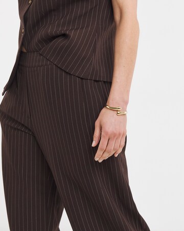 Chocolate Pinstripe Barrel Leg Trousers