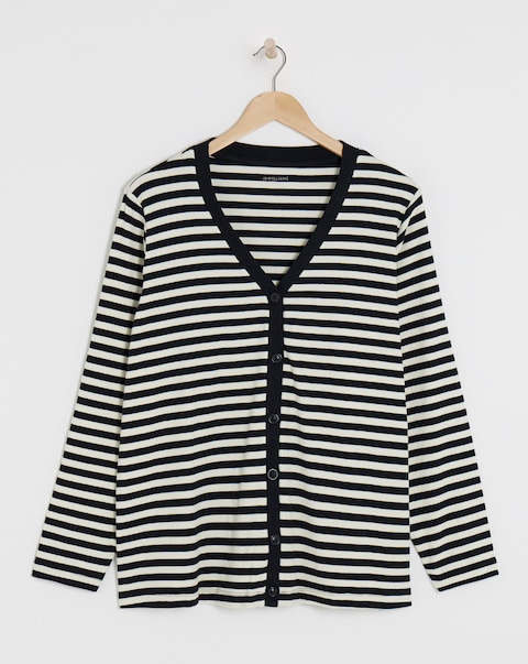 V-Neck Striped Button Front Cardigan