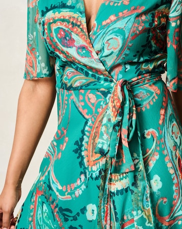 Hope & Ivy Reese Flutter Sleeve Maxi Wrap Dress