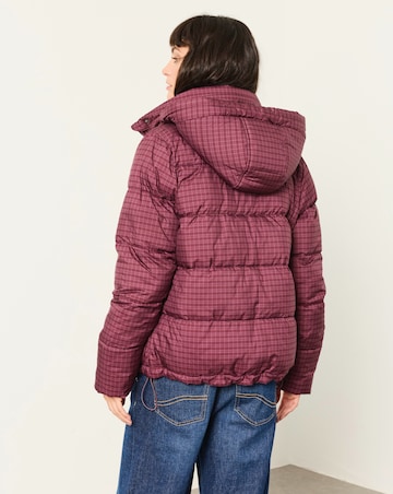 Fatface Short Check Puffer Plum