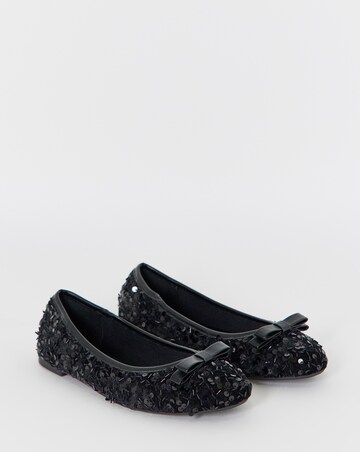 Abundance Classic Bow Sequin Ballerina Shoes - Extra Wide Fit (EEE)