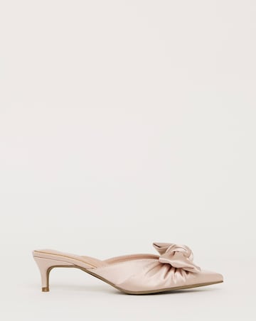 Tia Pointed Bow Kitten Heel Mules - Wide Fit (E)