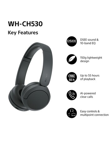 Sony WH-CH530 Wireless On-Ear Headphones - Black