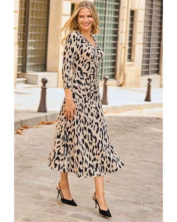Sosandar Ruchded Front Fit & Flare Dress