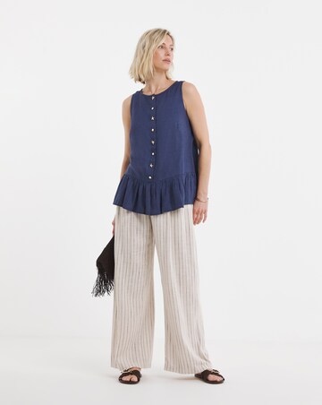 Linen Mix Button Detail Vest Top