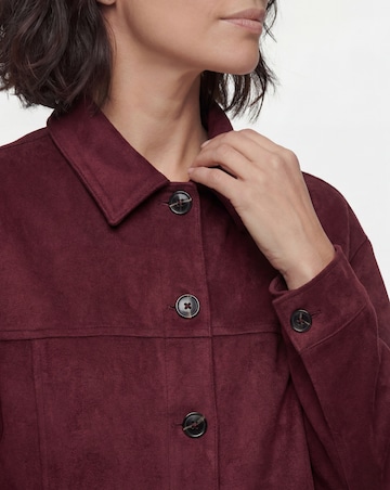 Dark Berry Suedette Trucker Jacket