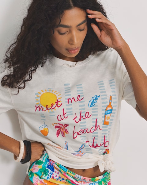 Beach Club Graphic Cotton Beach T-Shirt