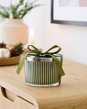 Winter Morning Eucalyptus & Cedar Striped Glass Candle