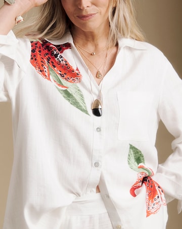 Julipa Longline Printed Linen Shirt
