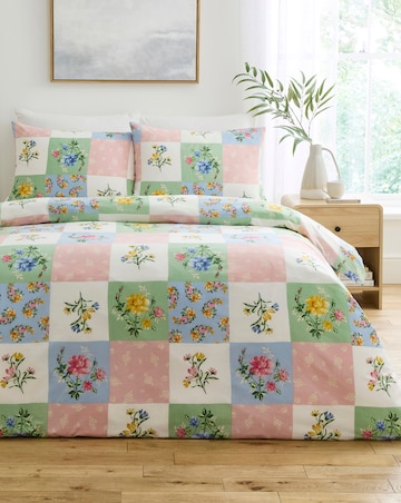 Patchwork Cotton Blend Reversible Duvet Cover Set