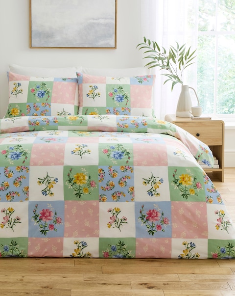 Patchwork Cotton Blend Reversible Duvet Cover Set