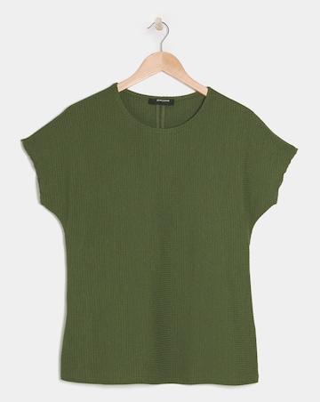 Olive Crew Neck Textured Top