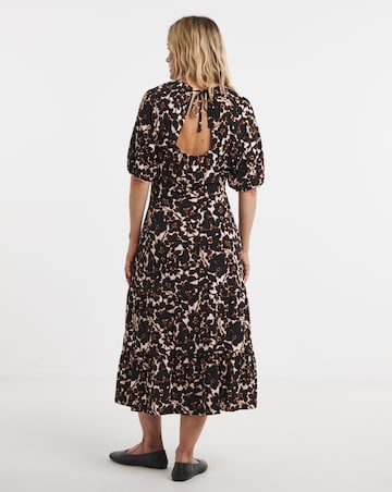 Open Tie Back Midi Jersey Smock Dress