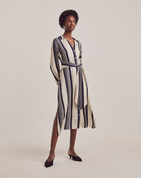 Anthology Stripe Tie Waist Shirt Dress